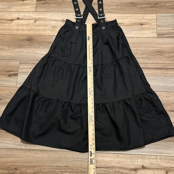 Cosmic Aura Black Tiered Suspender Skirt SZ Small Midi Hot Topic Gothic - Picture 5 of 10